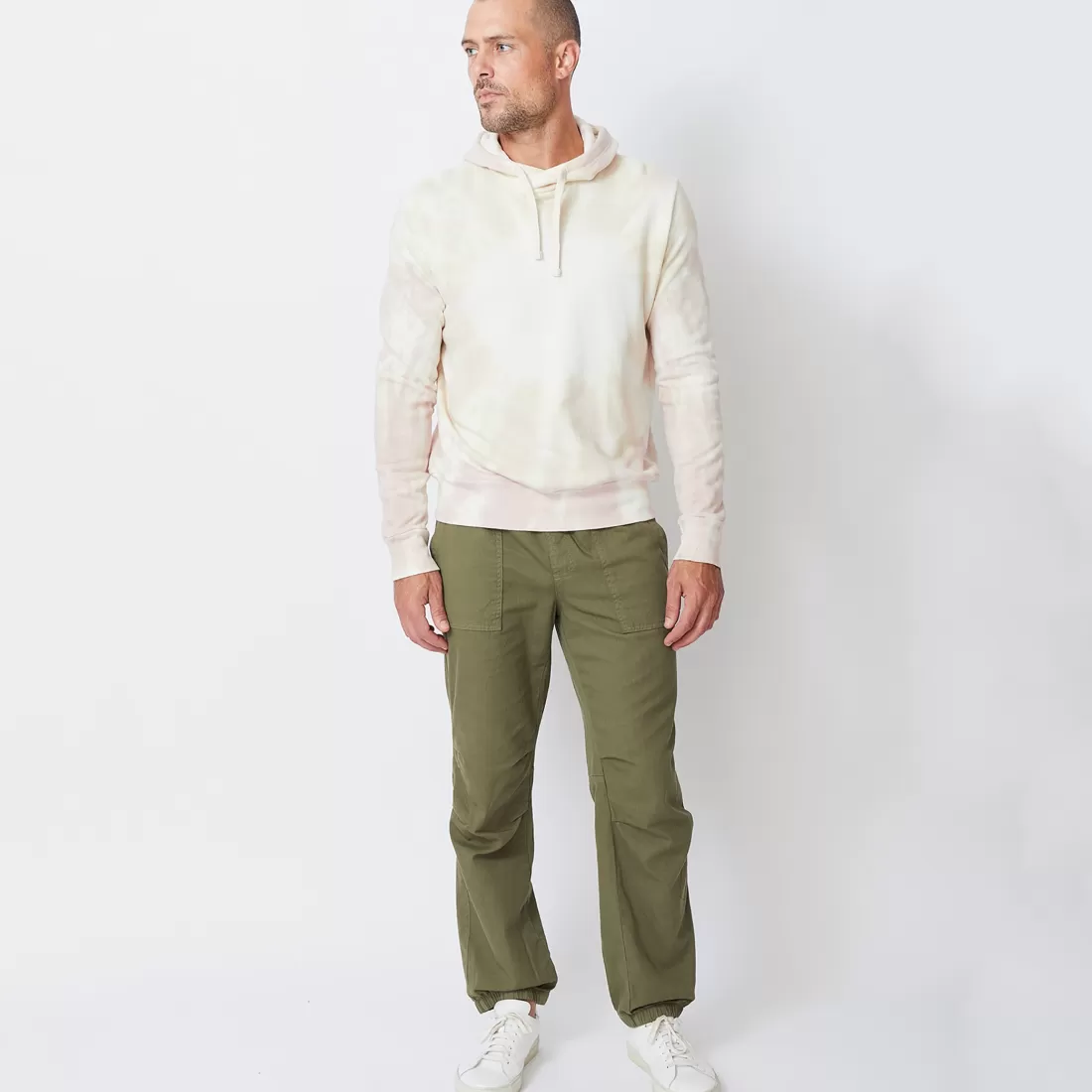 MONROW Men's Tops | Mens Sale*Sunburst Tie Dye Pullover Hoody BONE/WHITE/TAUPE