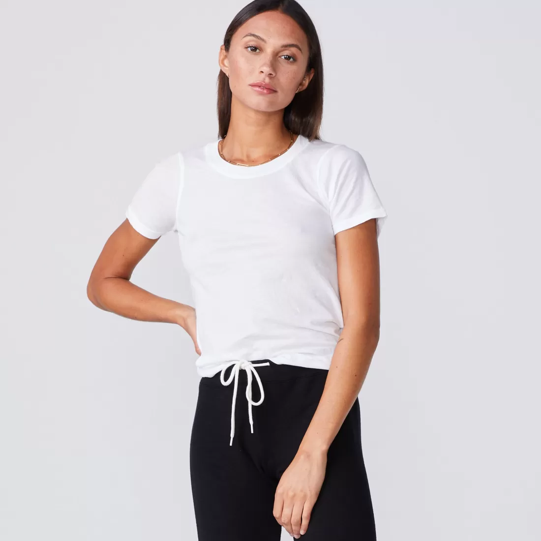 MONROW Tees*Super Fine Jersey Fitted Crew Neck Tee WHITE