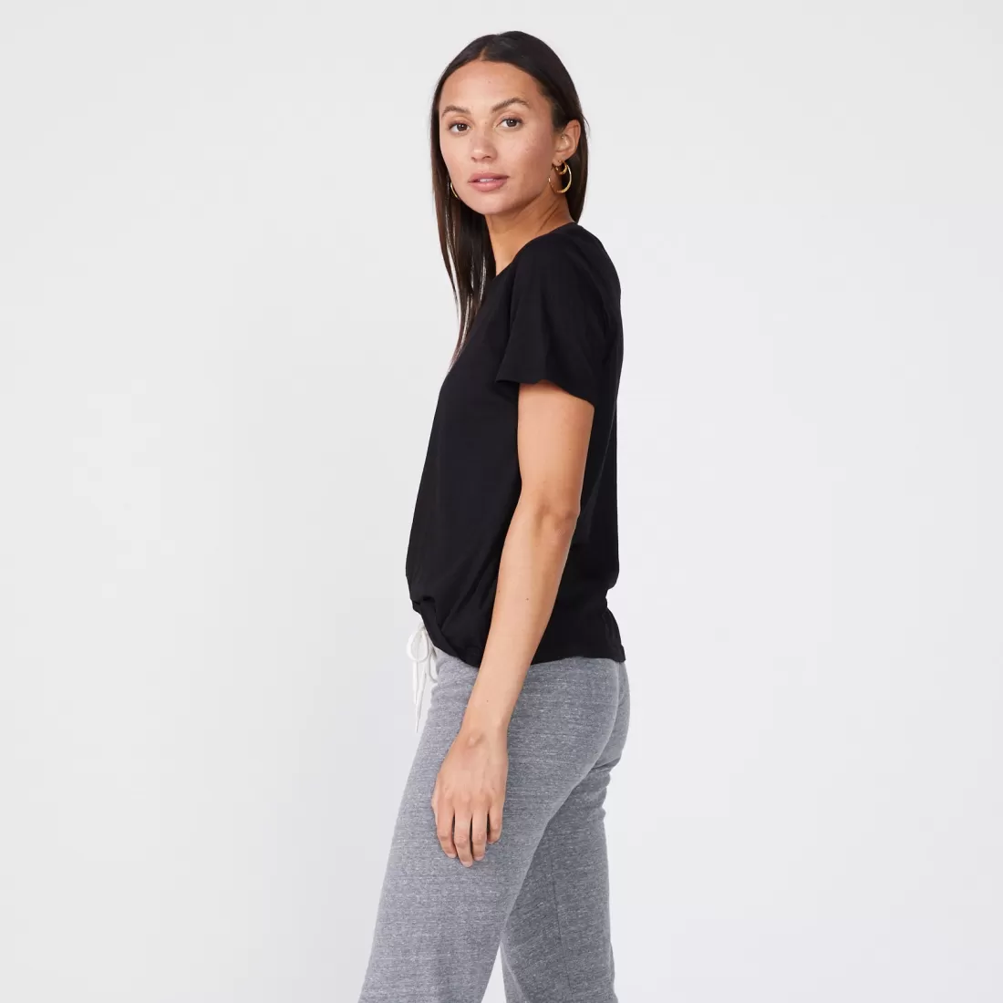 MONROW Tees*Super Fine Jersey Oversized Crew Neck Tee - BLACK