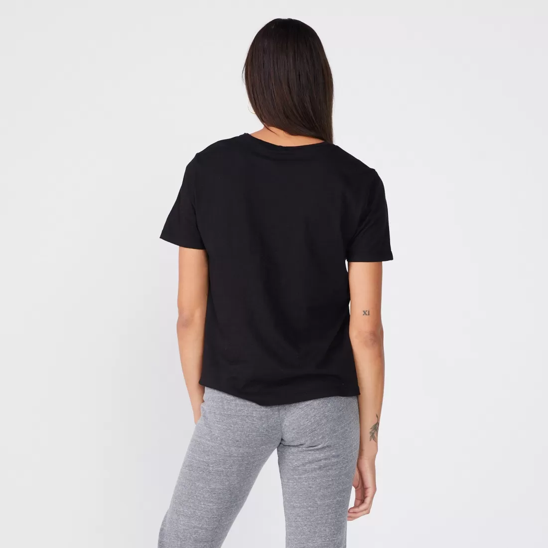 MONROW Tees*Super Fine Jersey Oversized Crew Neck Tee - BLACK