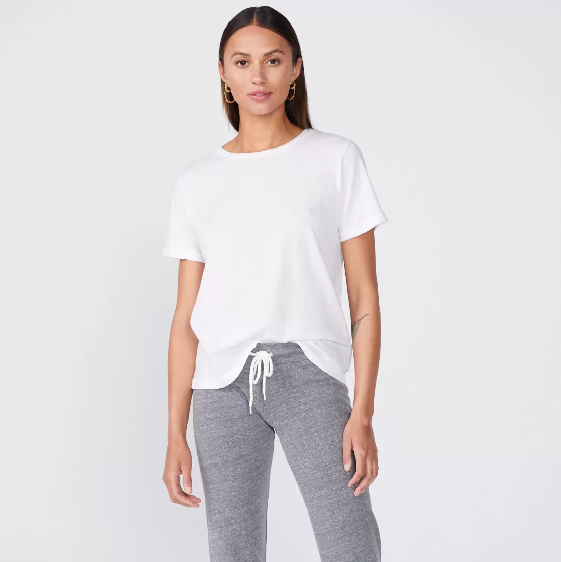 MONROW Tees*Superfine Jersey Oversized Crew Neck Tee - WHITE
