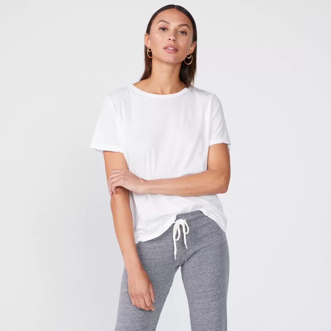 MONROW Tees*Superfine Jersey Oversized Crew Neck Tee - WHITE