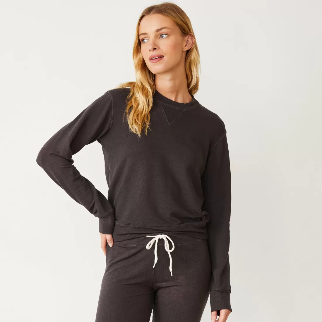 MONROW Supersoft*Supersoft Crew Neck Sweatshirt WASHEDBLACK