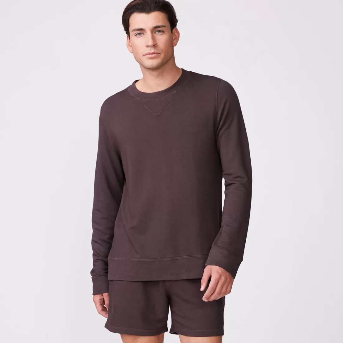 MONROW Mens Sale | Men's Sale*Supersoft Fleece Crew Neck Sweatshirt COCOA