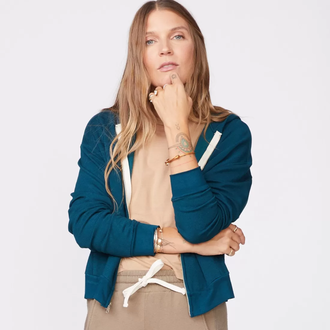 MONROW Zip-Up Hoodies*Supersoft Fleece Girlfriend Zip Up Hoody ABYSS