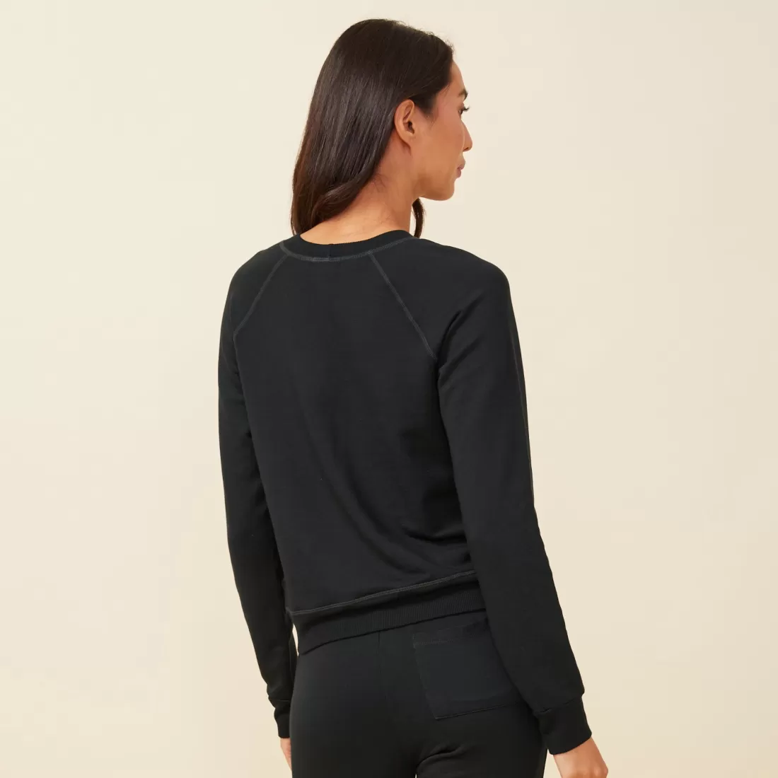 MONROW Sweatshirts*Supersoft Fleece Raglan BLACK