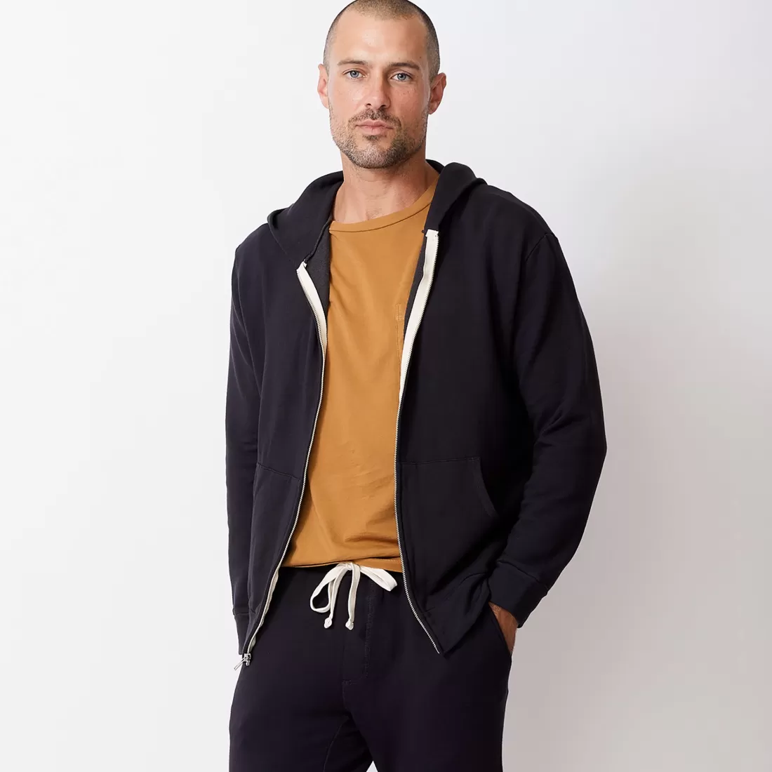 MONROW Mens Sale | Men's Sale*Supersoft Fleece Zip Up Hoody FADEDBLACK