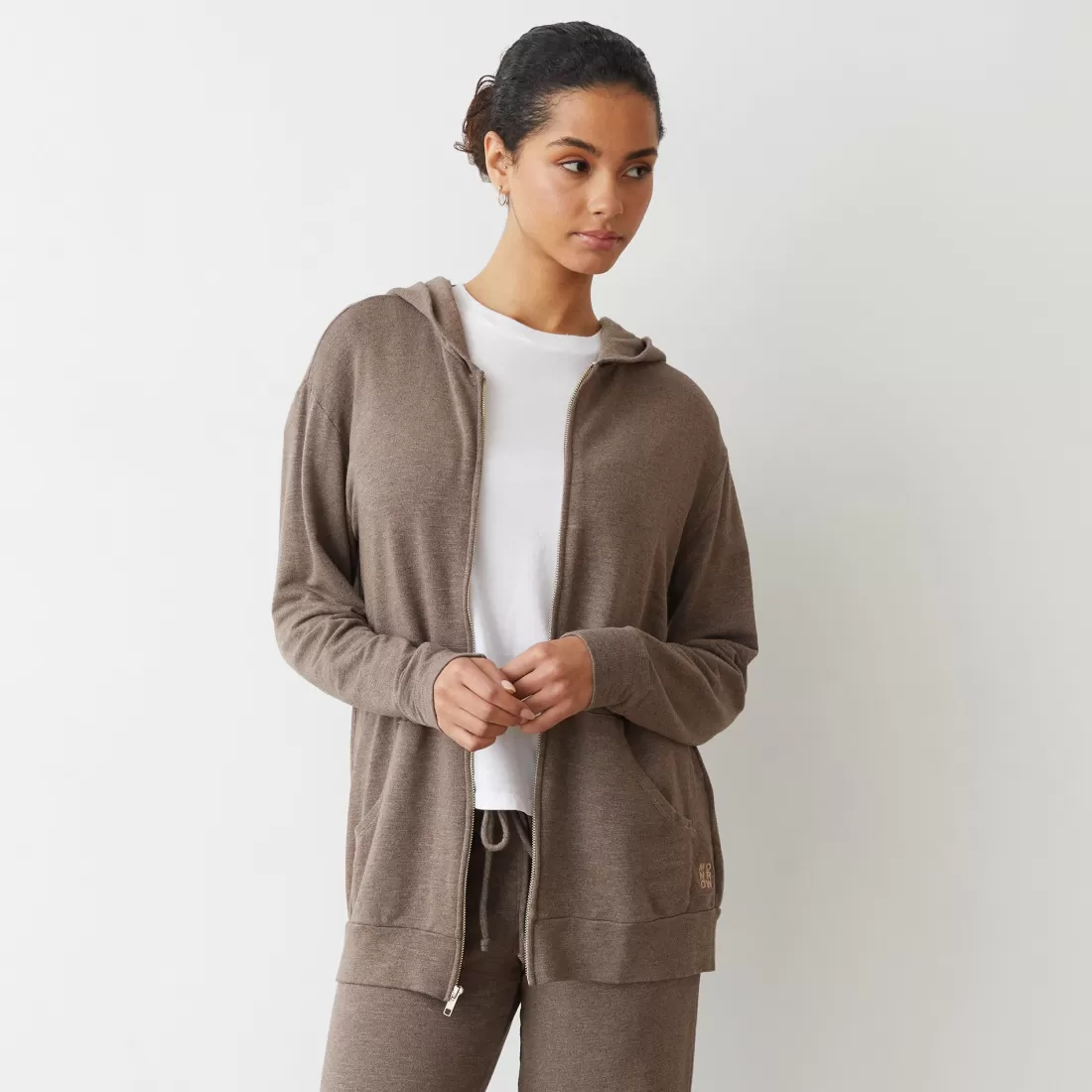 MONROW Supersoft | Zip-Up Hoodies*Supersoft Long Zip Up Hoody PECAN
