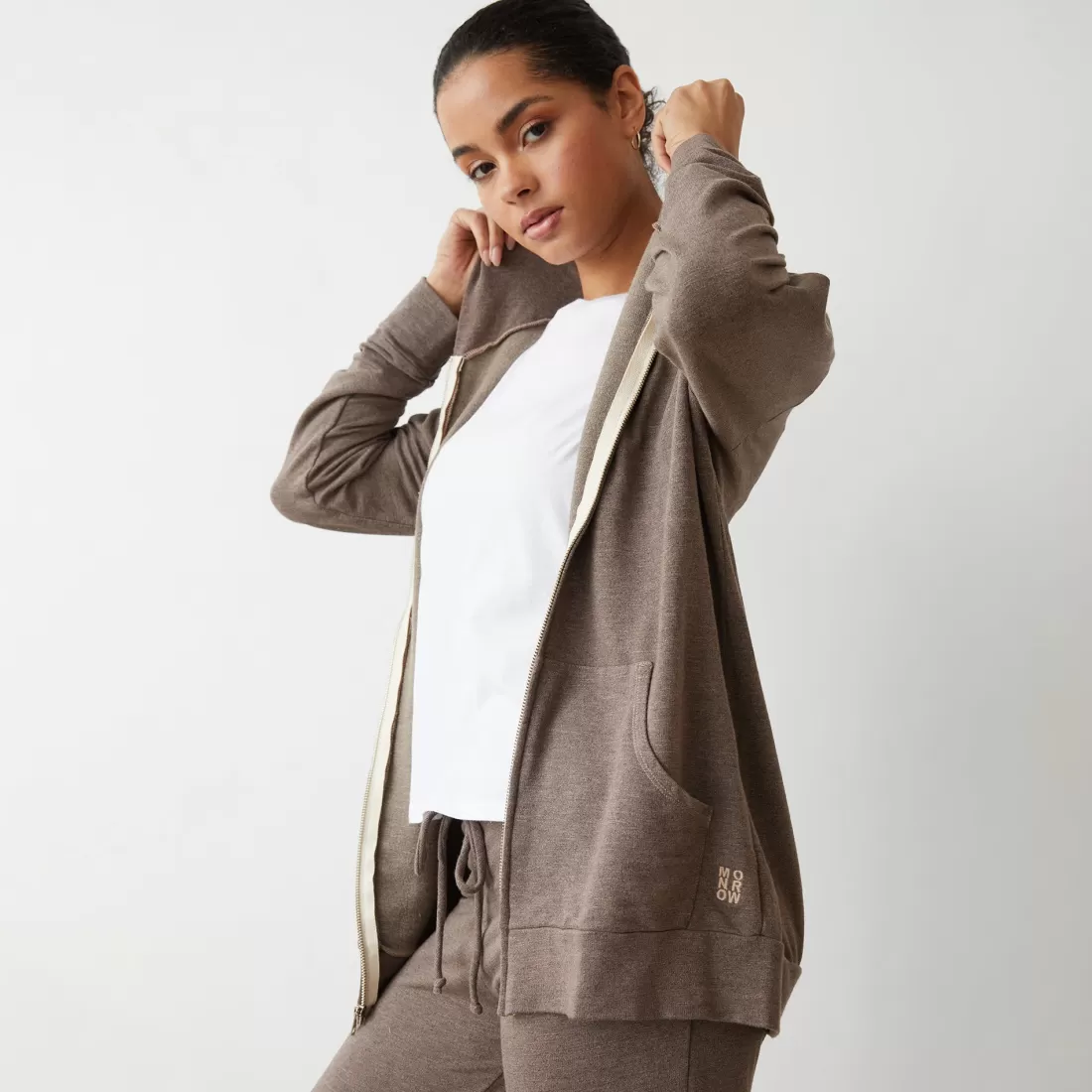 MONROW Supersoft | Zip-Up Hoodies*Supersoft Long Zip Up Hoody PECAN