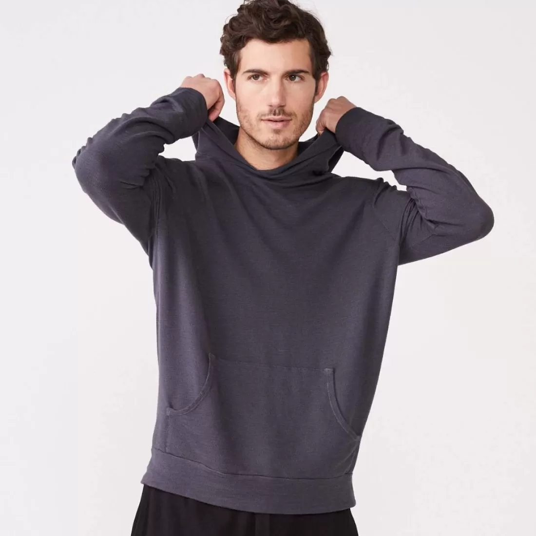 MONROW Men's Tops | Mens Sale*Supersoft Pullover Hoody VINTAGEBLACK