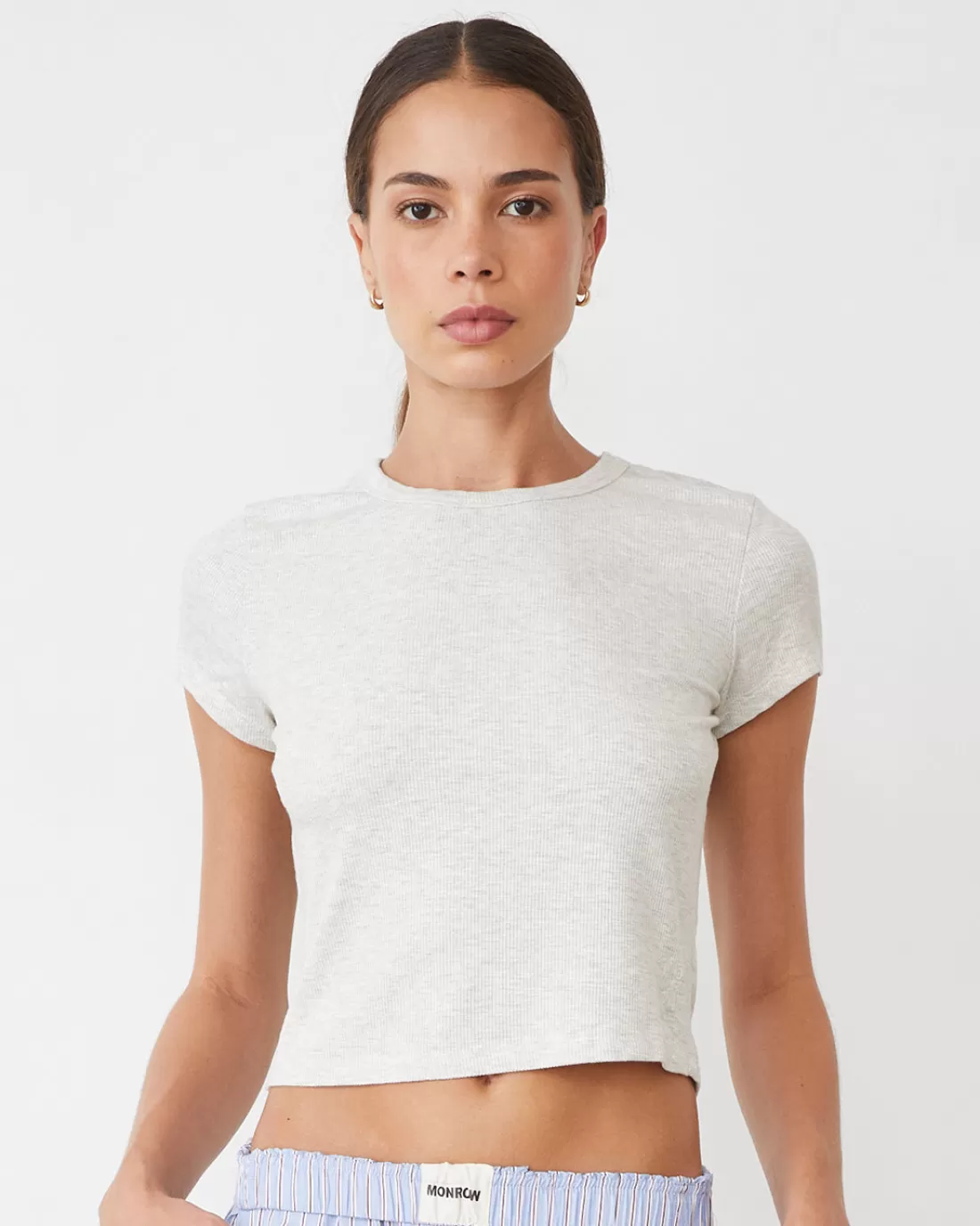 MONROW Travel Essentials | Tees*Supersoft Rib Mini Crew ASH