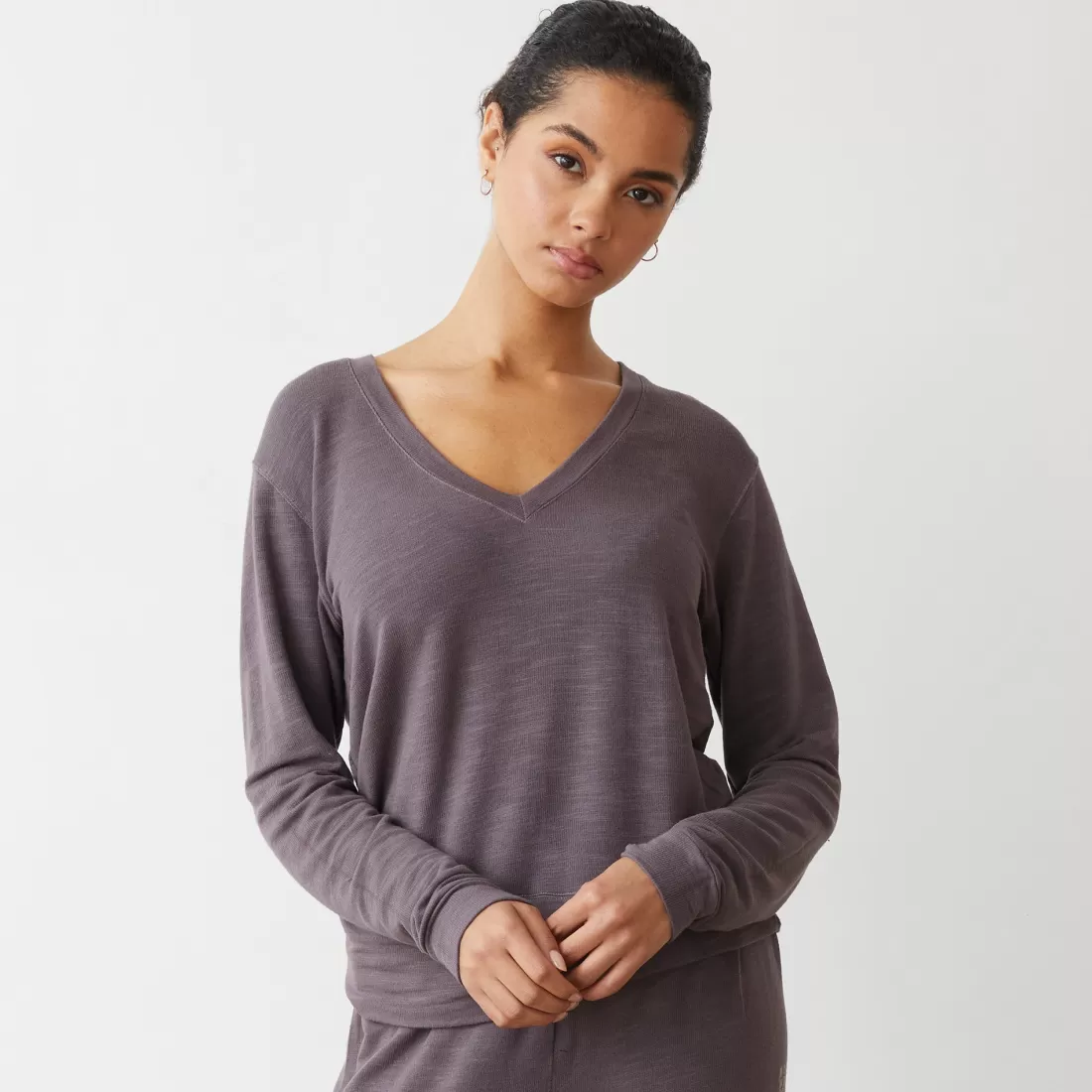 MONROW Supersoft | Sweatshirts*Supersoft V Neck Long Sleeve DUSTYPLUM