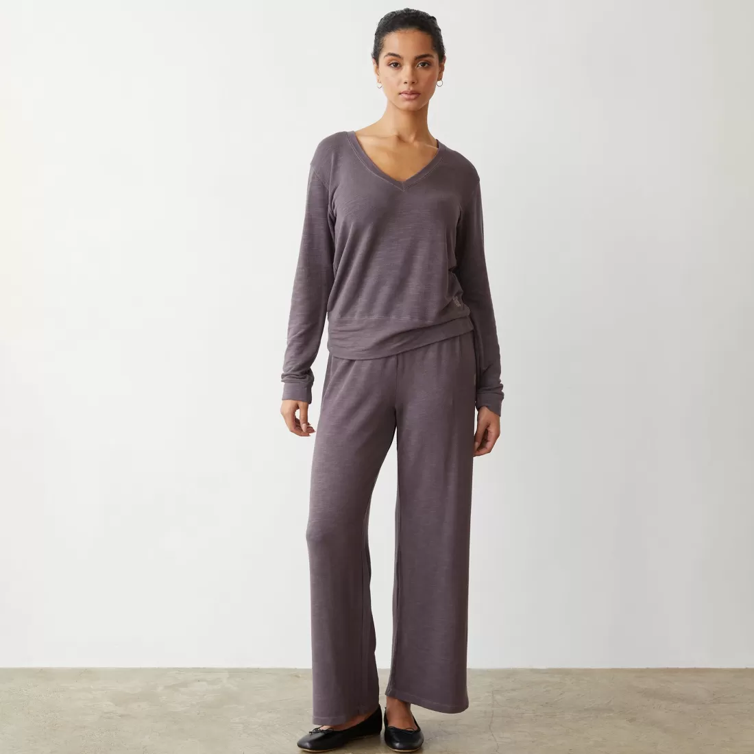 MONROW Supersoft | Sweatshirts*Supersoft V Neck Long Sleeve DUSTYPLUM