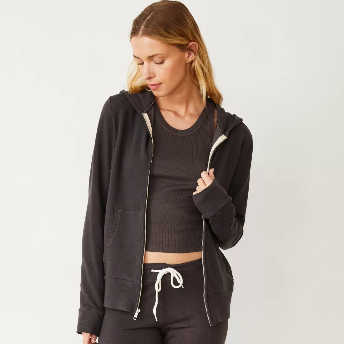 MONROW Supersoft | Sets*Supersoft Zip Up Hoody WASHEDBLACK