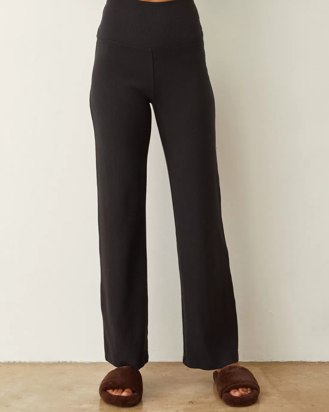 MONROW Sweats*Supima Rib Flare Pant BLACK