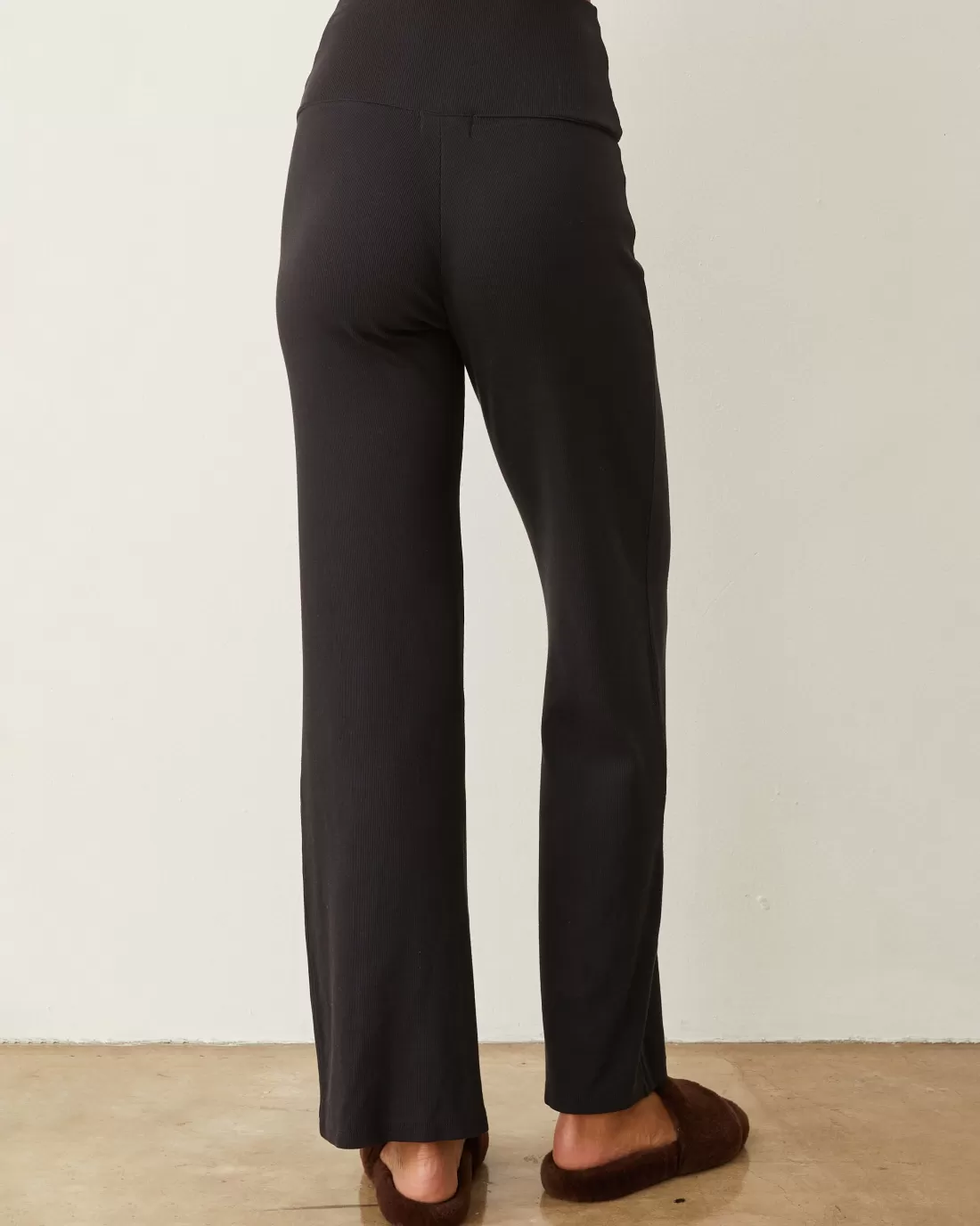 MONROW Sweats*Supima Rib Flare Pant BLACK