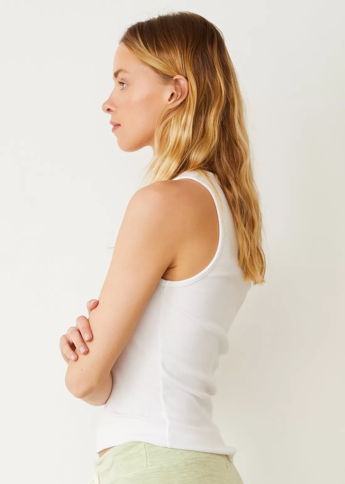 MONROW Tanks*Supimaluxe Rib High Neck Tank WHITE