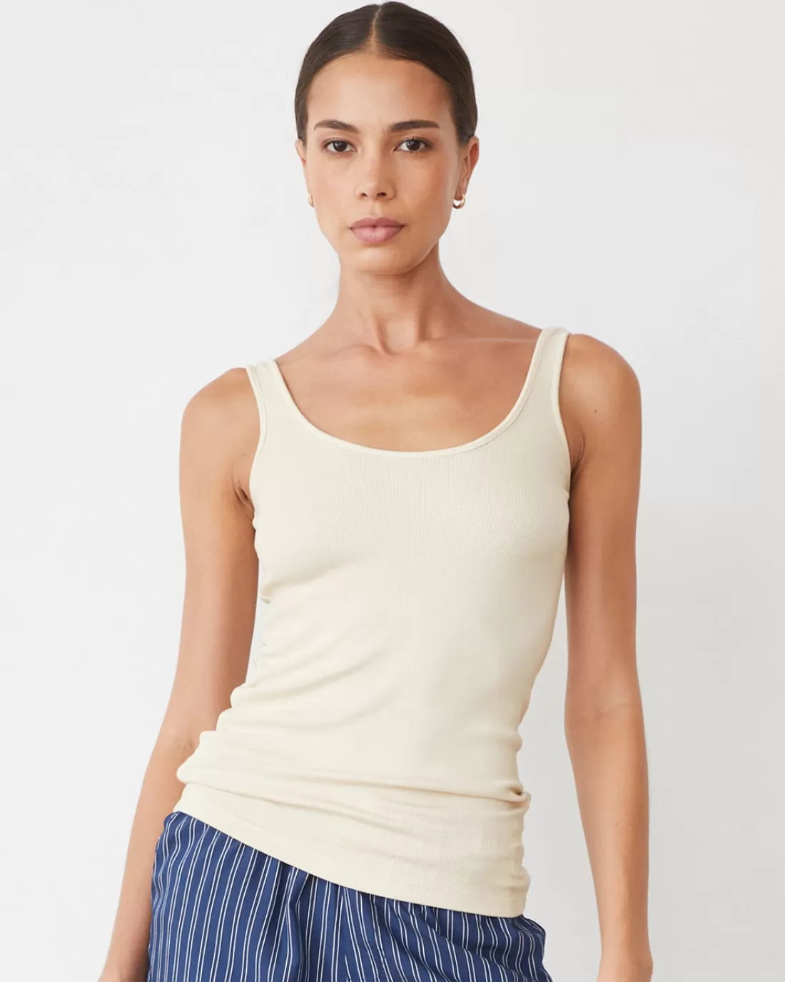 MONROW Travel Essentials | Tanks*Supimaluxe Rib Scoop Neck Tank OFFWHITE