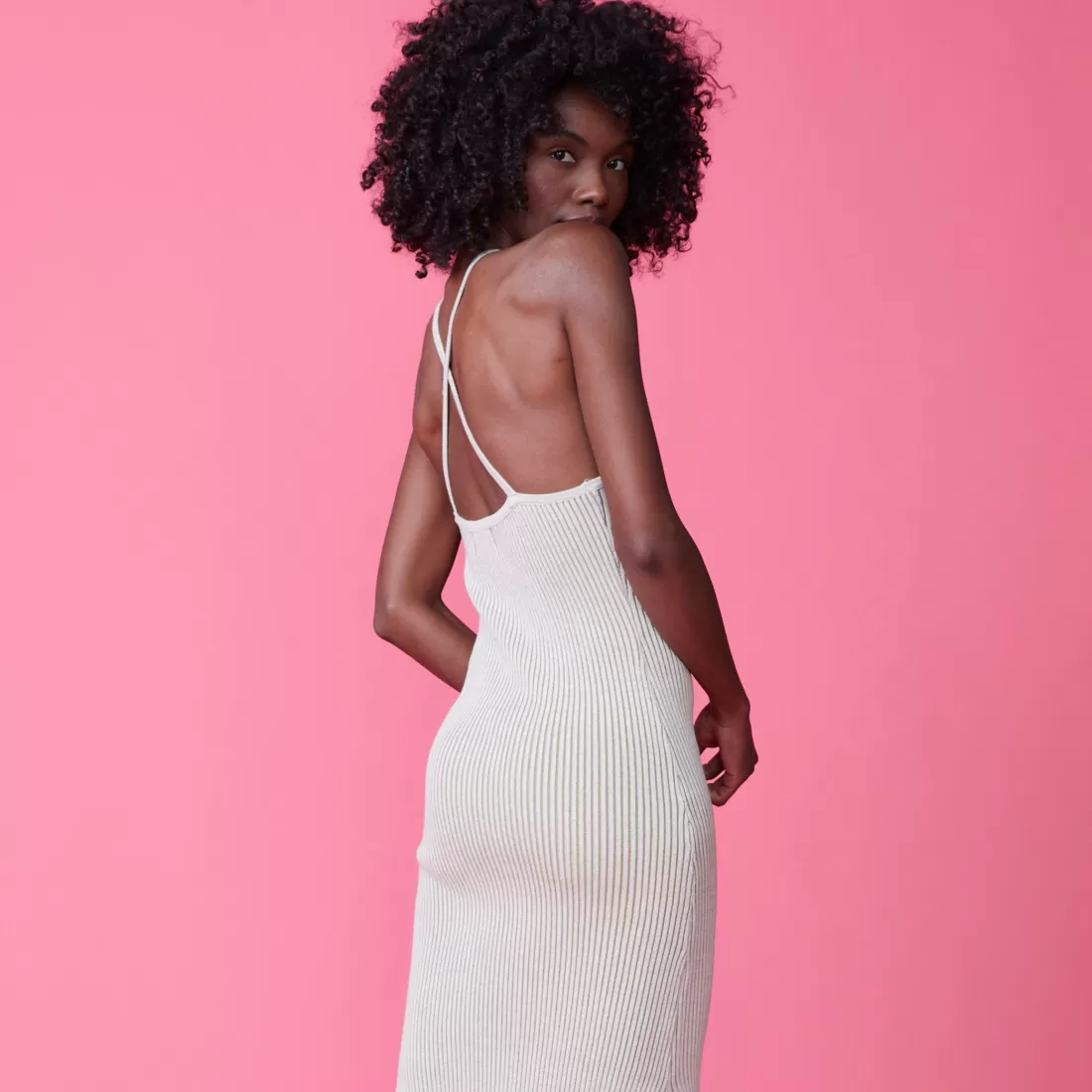 MONROW Dresses*Tank Maxi Sweater Dress BUTTERCREAM