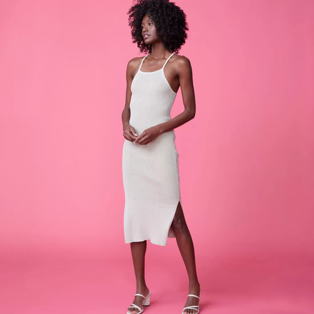 MONROW Dresses*Tank Maxi Sweater Dress BUTTERCREAM