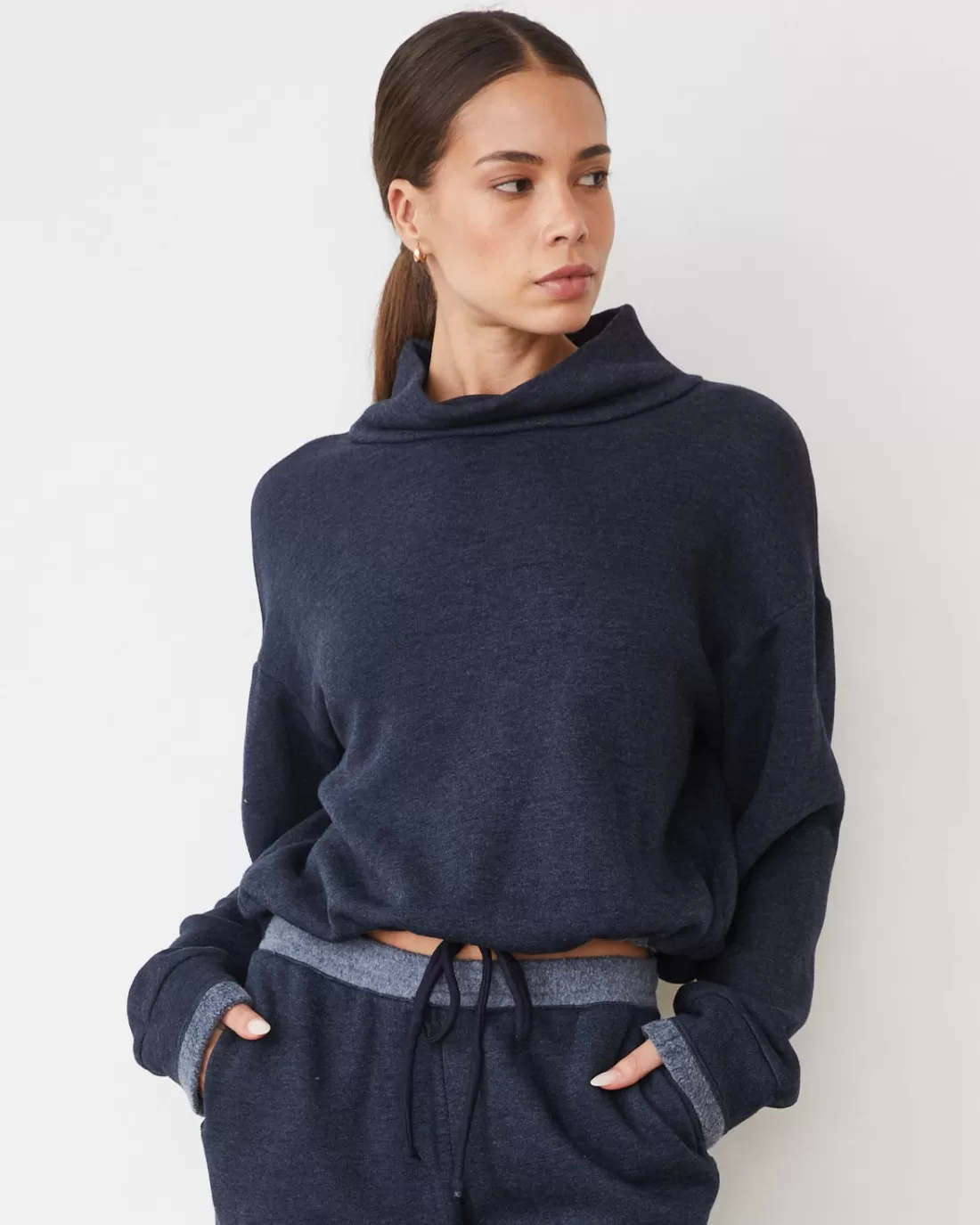 MONROW Travel Essentials | Sweatshirts*Teddy Fleece Funnel Pullover DARKNAVY