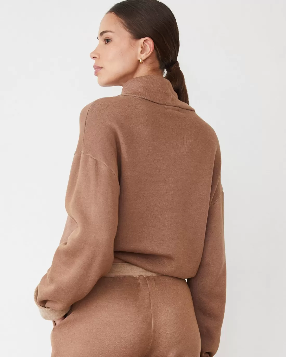 MONROW Travel Essentials | Sweatshirts*Teddy Fleece Funnel Pullover WALNUT