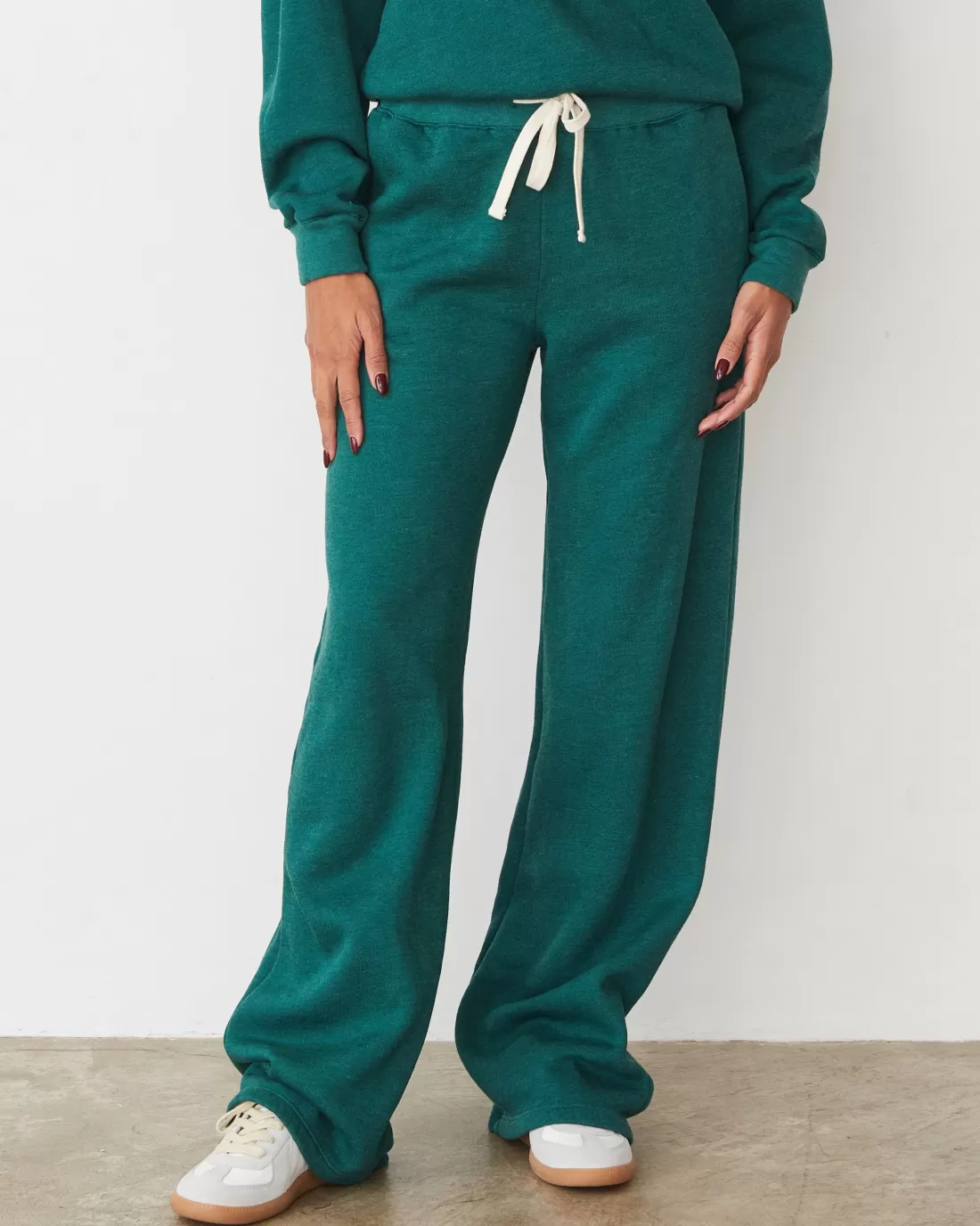 MONROW Travel Essentials | Sweats*Teddy Fleece Oversized Straight Leg Sweat FOREST