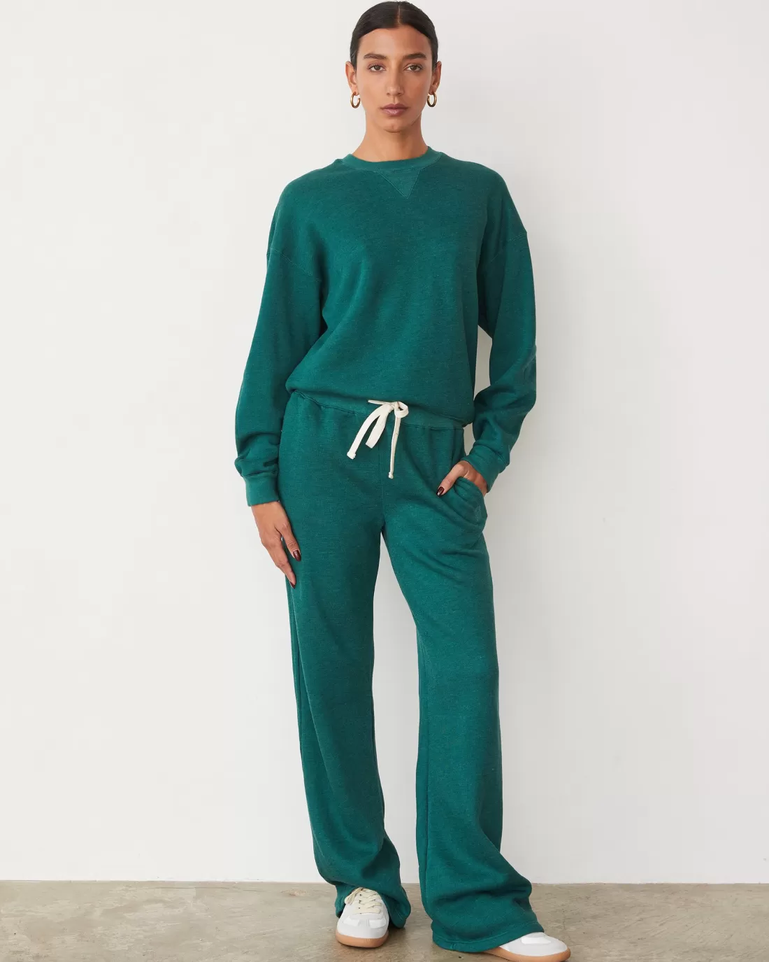 MONROW Travel Essentials | Sweats*Teddy Fleece Oversized Straight Leg Sweat FOREST
