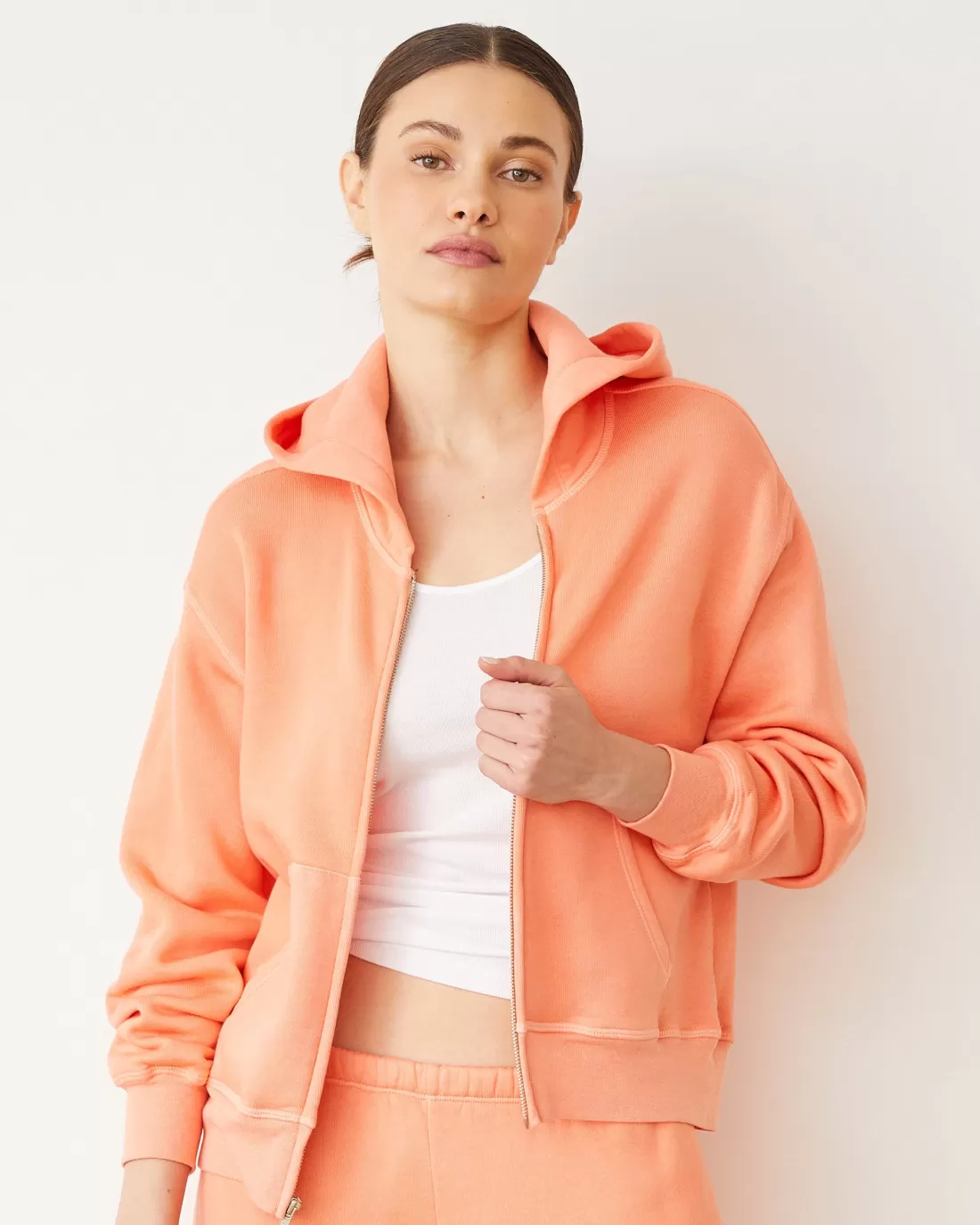 MONROW Zip-Up Hoodies*Teddy Fleece Relaxed Zip Up Hoody SORBET