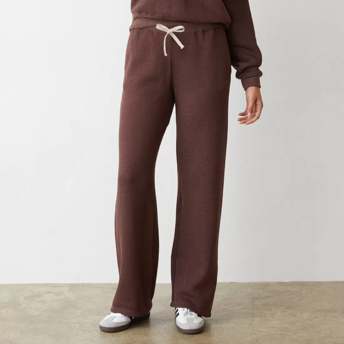 MONROW Sweats*Teddy Fleece Straight Leg Sweat DARKOAK