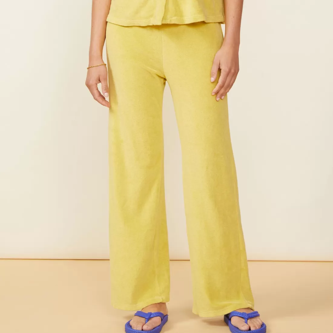 MONROW Terry | Sweats*Terry Cloth High Waisted Flare Sweat KIWI