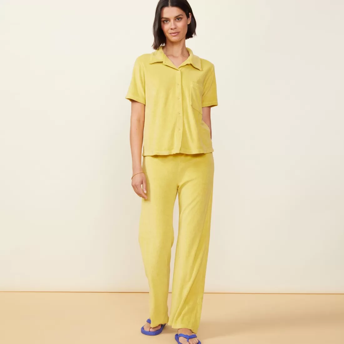 MONROW Terry | Sweats*Terry Cloth High Waisted Flare Sweat KIWI