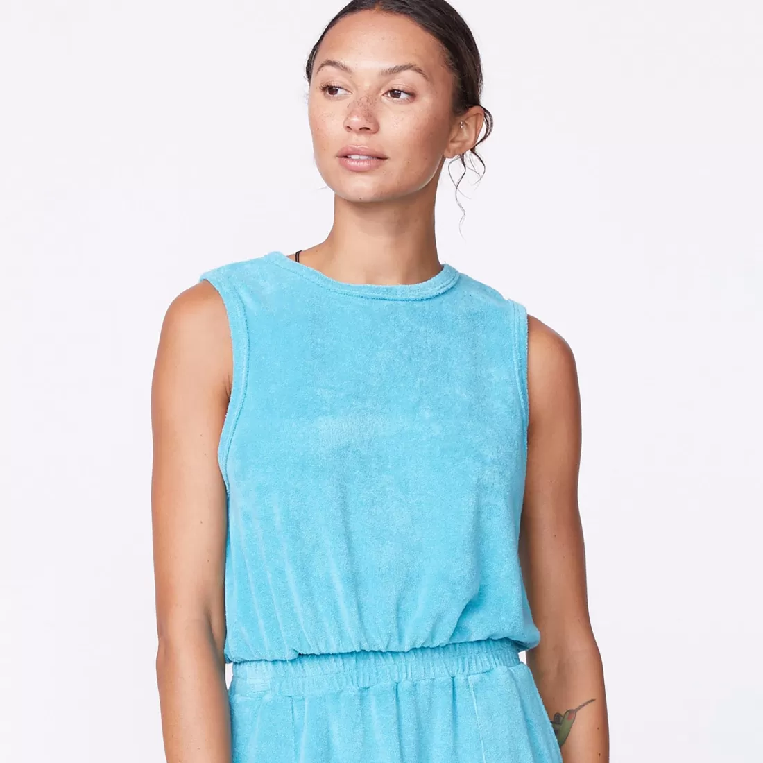 MONROW Terry*Terry Cloth Tank SKY