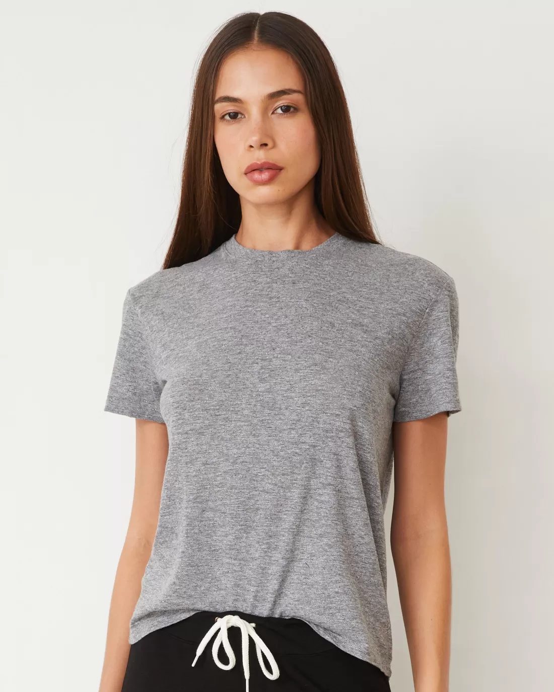 MONROW Tees*Textured Tri-Blend Basic Crew Neck Tee GRANITE