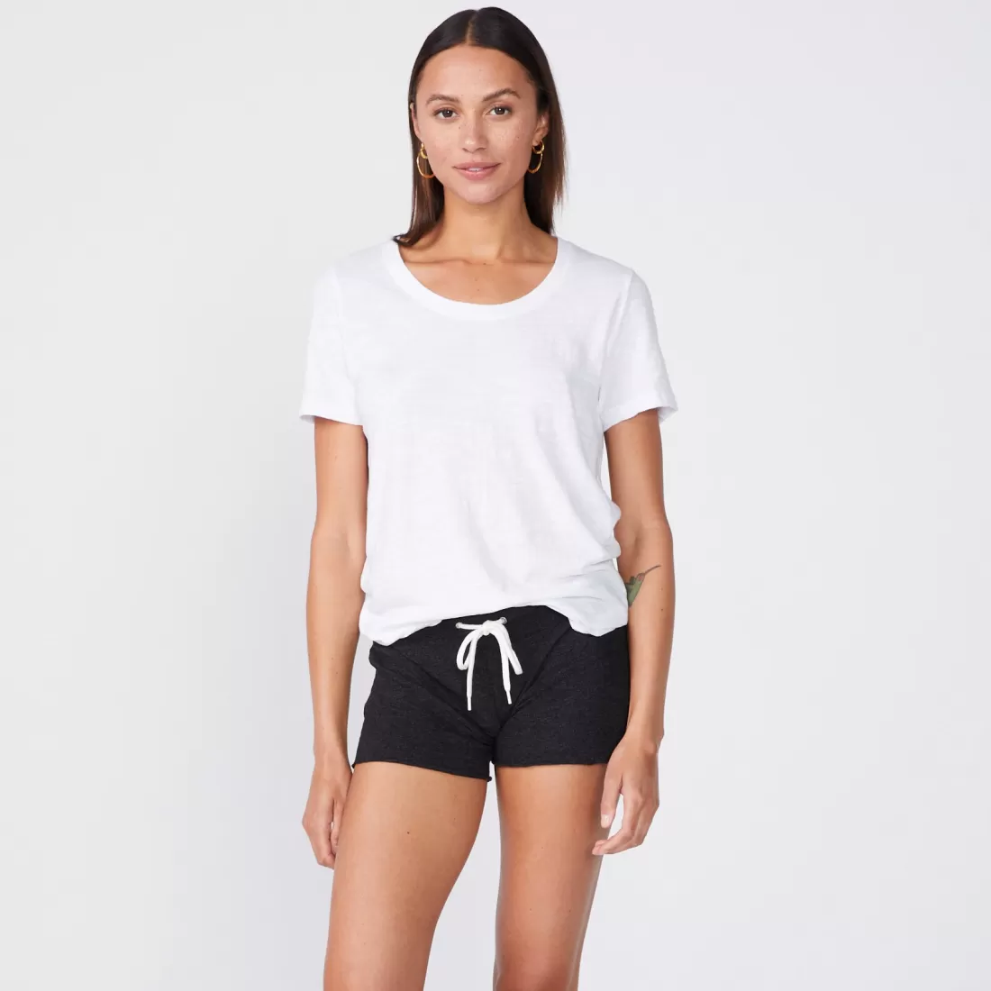 MONROW Tees*Textured Tri-Blend Relaxed Crew Neck Tee WHITE