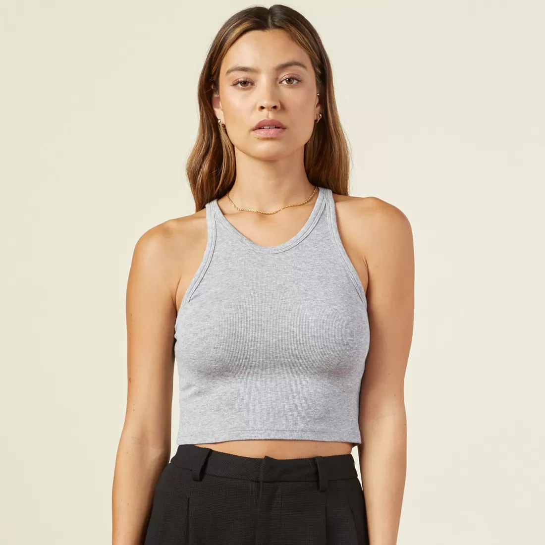 MONROW Tanks*The Ultimate Cropped Tank HEATHERGREY