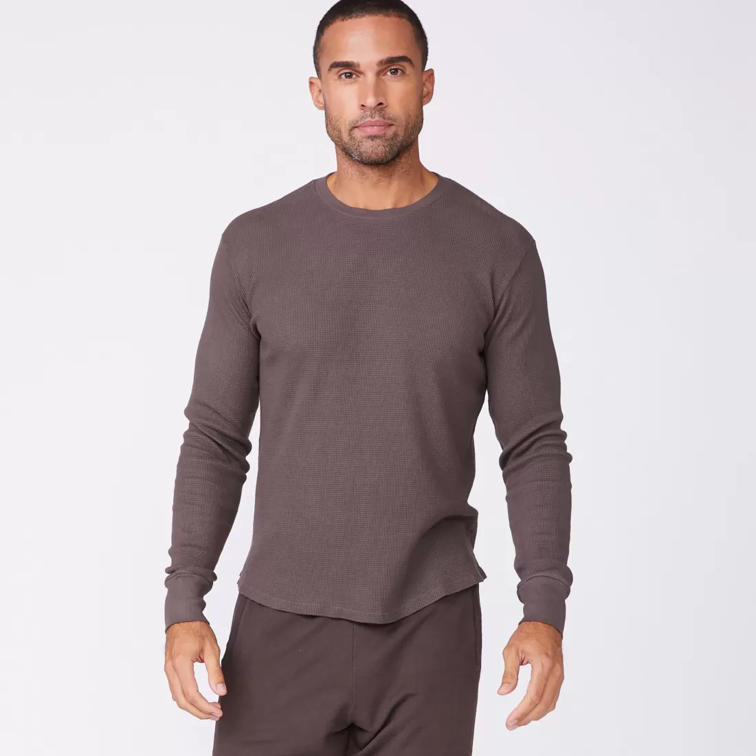 MONROW Men's Tops | Mens Sale*Thermal Long Sleeve Crew COCOA