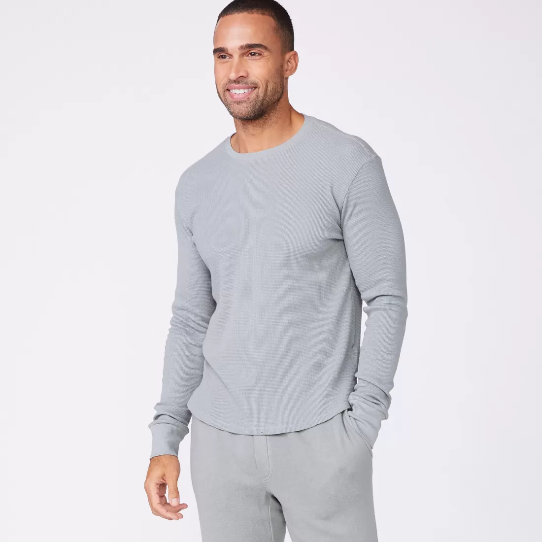 MONROW Men's Tops | Mens Sale*Thermal Long Sleeve Crew GUNMETAL