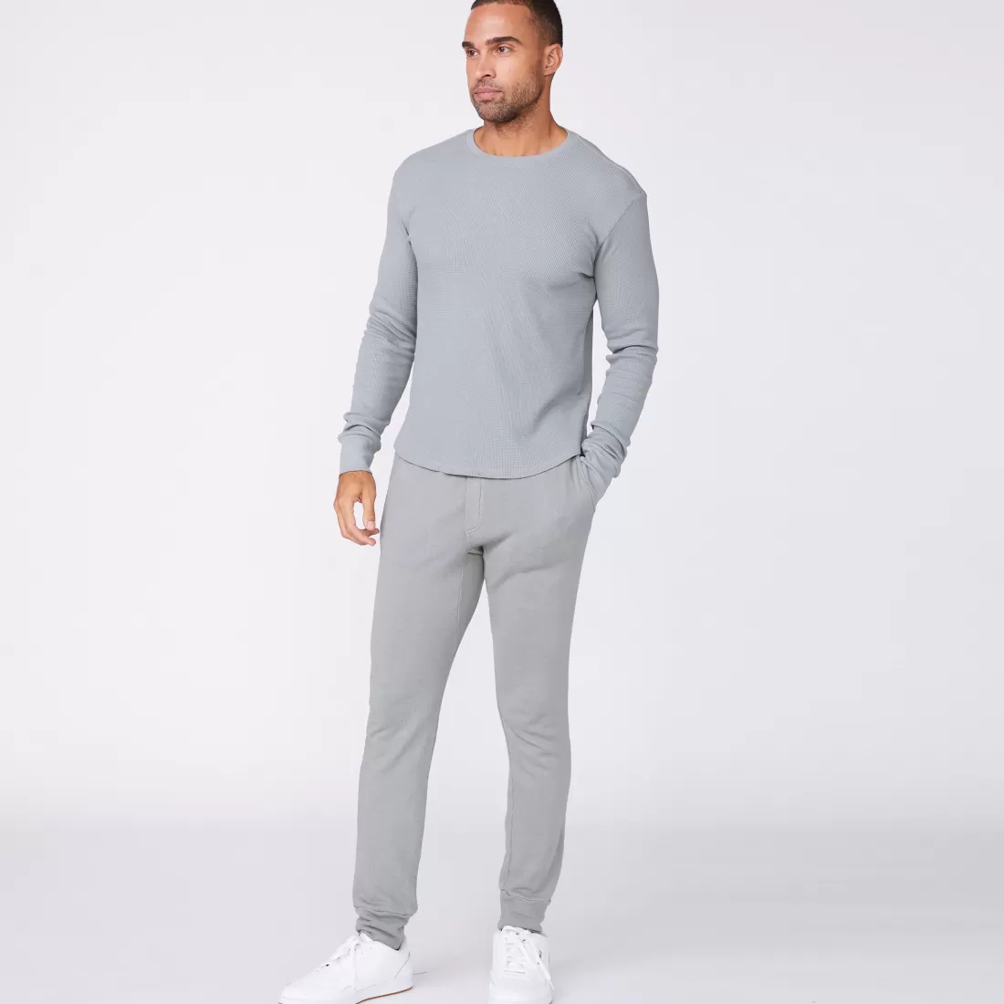 MONROW Men's Tops | Mens Sale*Thermal Long Sleeve Crew GUNMETAL