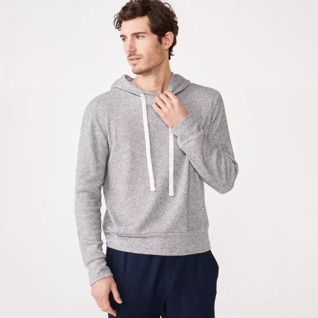 MONROW Men's Tops | Mens Sale*Thermal Pullover Hoody DARKHEATHER