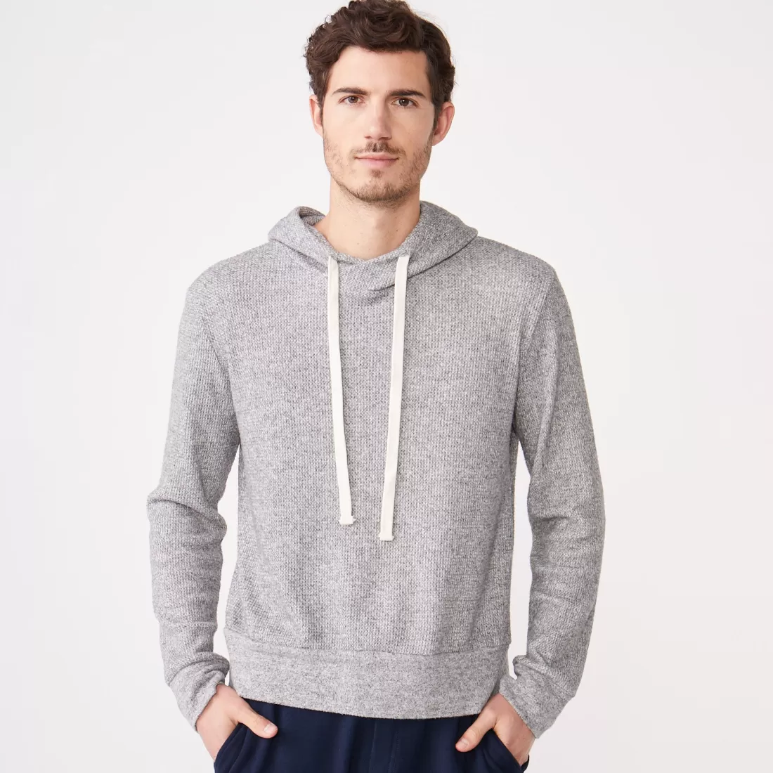 MONROW Men's Tops | Mens Sale*Thermal Pullover Hoody DARKHEATHER