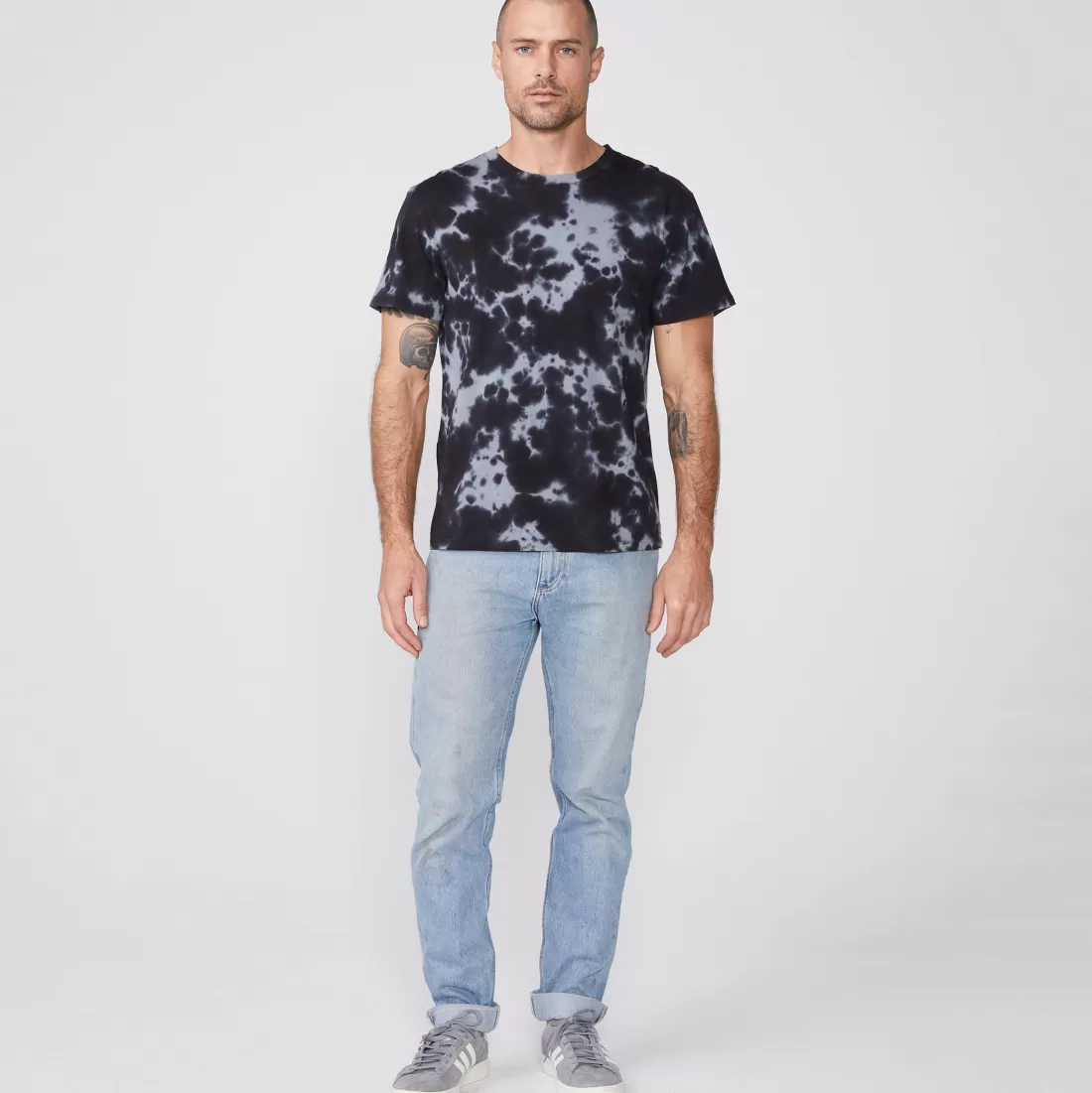 MONROW Men's Tops | Mens Sale*Tie Dye Relaxed Crew FADEDBLACK