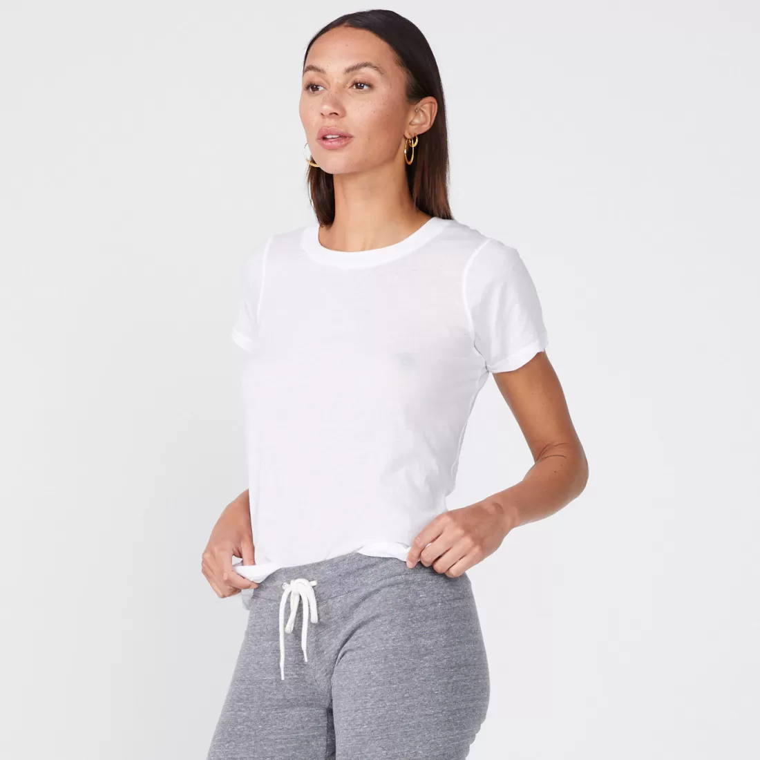 MONROW Tees*Tissue Fitted Crew Neck Tee - Color WHITE
