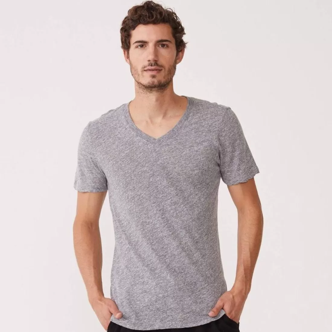 MONROW Men's Tops | Mens Sale*V Neck Tee GRANITE