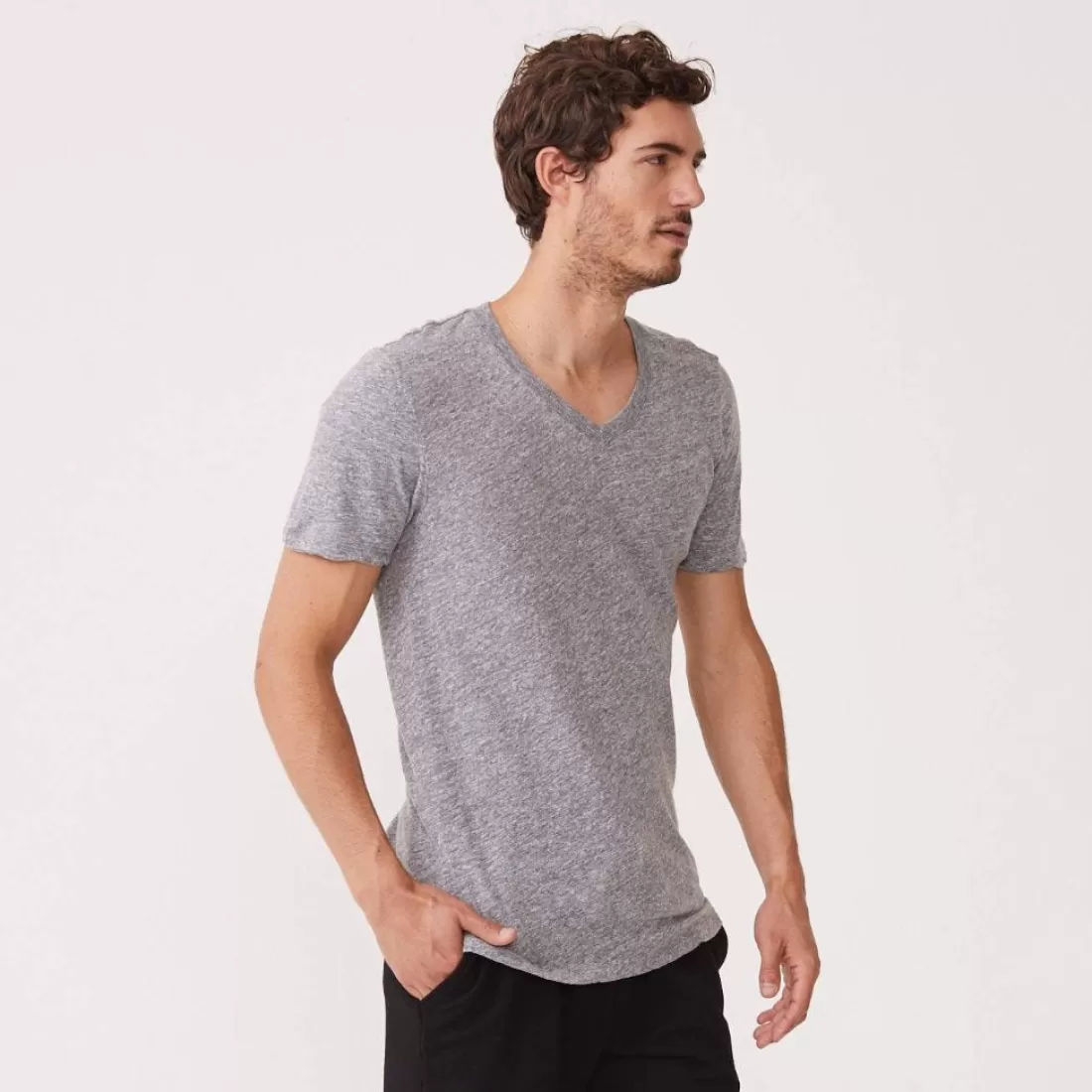 MONROW Men's Tops | Mens Sale*V Neck Tee GRANITE