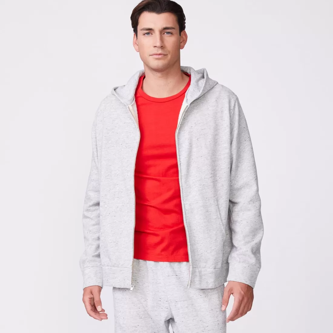 MONROW Mens Sale | Men's Sale*Zip Up Hoody HEATHERGREY